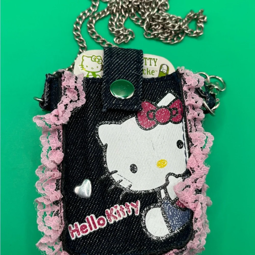 Vtg Hello Kitty phone pouches with pearl and chain handles Y2K Retro Coquette